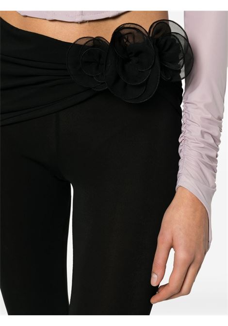 Black floral-appliqu? sash leggings - women MAGDA BUTRYM | 210424BLK