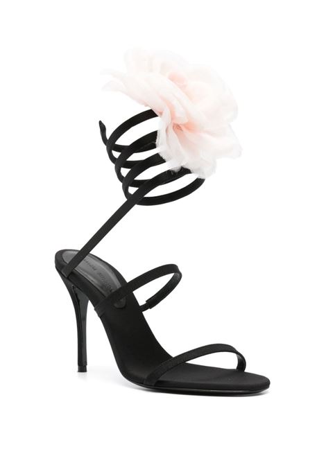 Black 110mm floral-appliqu? sandals - women MAGDA BUTRYM | 502424BLK