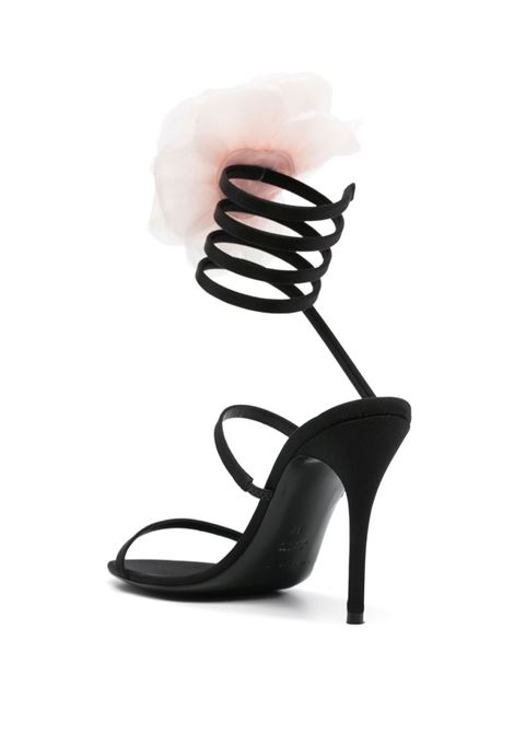 Black 110mm floral-appliqu? sandals - women MAGDA BUTRYM | 502424BLK