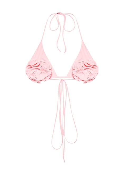 Top bikini con applicazione a fiori in rosa - donna