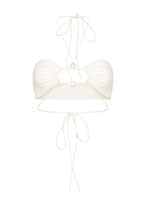 White pearl-detail bandeau bikini top - women MAGDA BUTRYM | 987424CRM