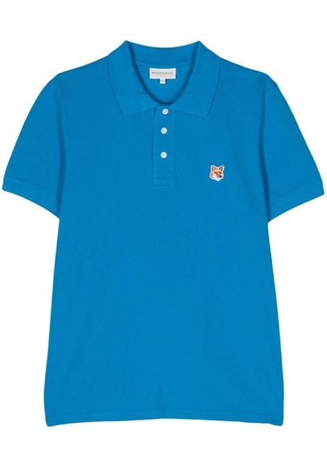 Polo con logo in blu - uomo MAISON KITSUNÉ | LM00208KJ7002P451
