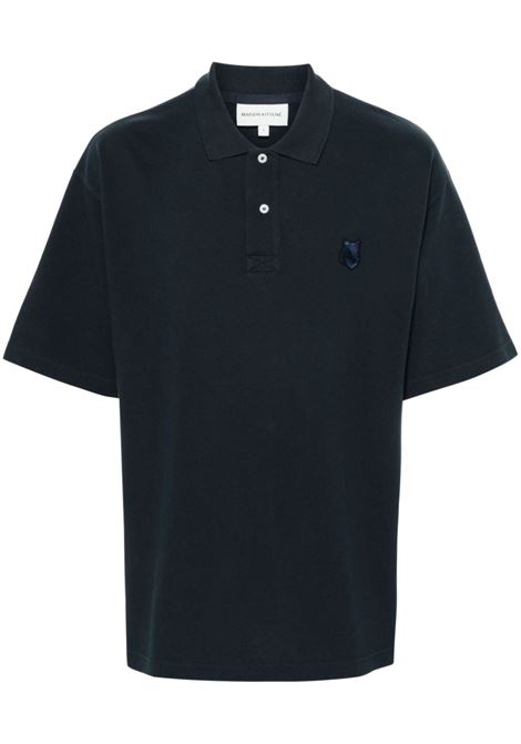 Navy blue Fox-motif polo shirt - men  MAISON KITSUNÉ | MM00202KJ7010P492