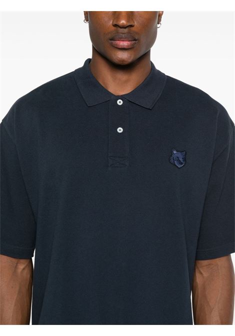 Navy blue Fox-motif polo shirt - men  MAISON KITSUNÉ | MM00202KJ7010P492