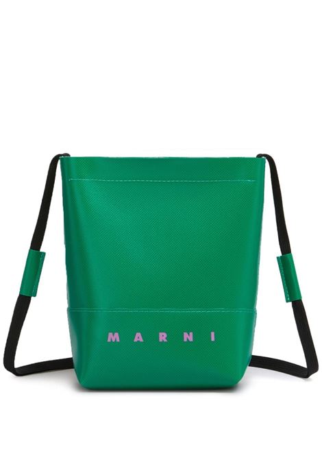 Borsa a tracolla bicolore con stampa logo in verde - unisex MARNI | SBMQ0068A0P576900V62