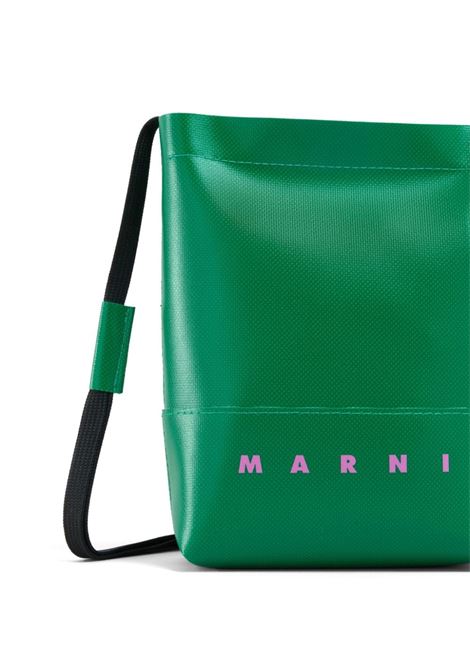 Borsa a tracolla bicolore con stampa logo in verde - unisex MARNI | SBMQ0068A0P576900V62