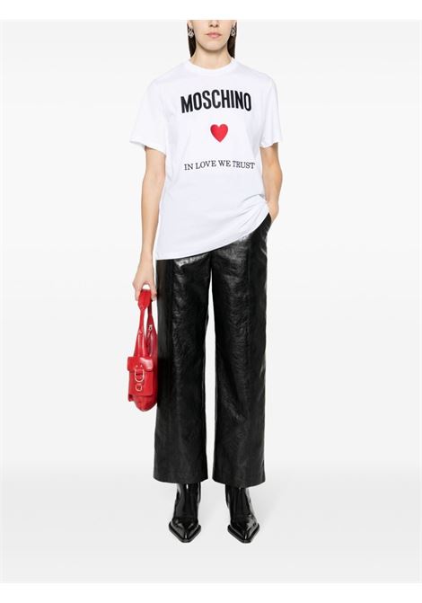 T-shirt In Love We Trust in bianco - donna MOSCHINO | J070305412001