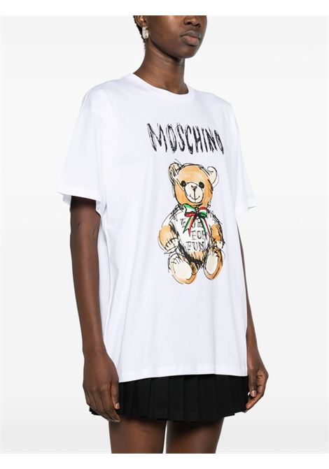 T-shirt con stampa Teddy Bear in bianco - donna MOSCHINO | V070805411001