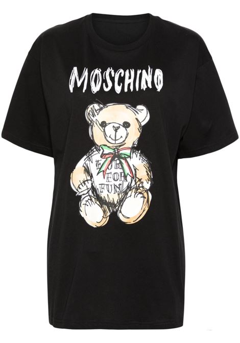 T-shirt con stampa Teddy Bear in nero - donna MOSCHINO | V070805411555