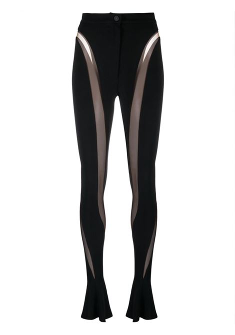 Black sheer-panelled leggings ? women  MUGLER | 24P1PA0404470B99N1