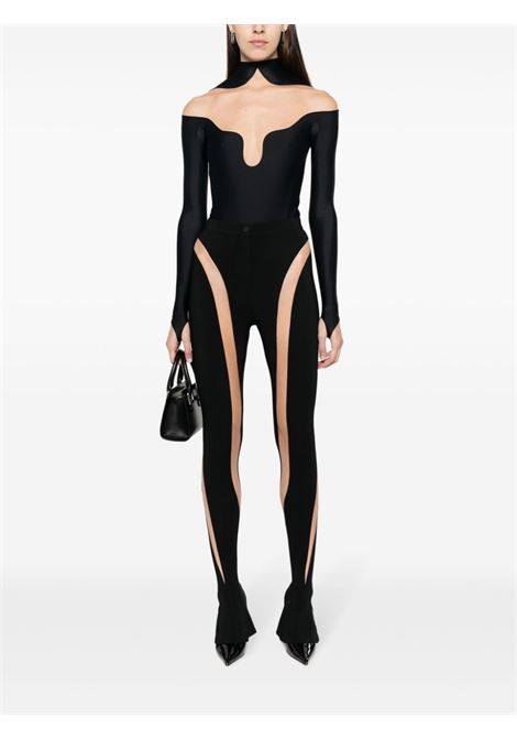 Black sheer-panelled leggings ? women  MUGLER | 24P1PA0404470B99N1