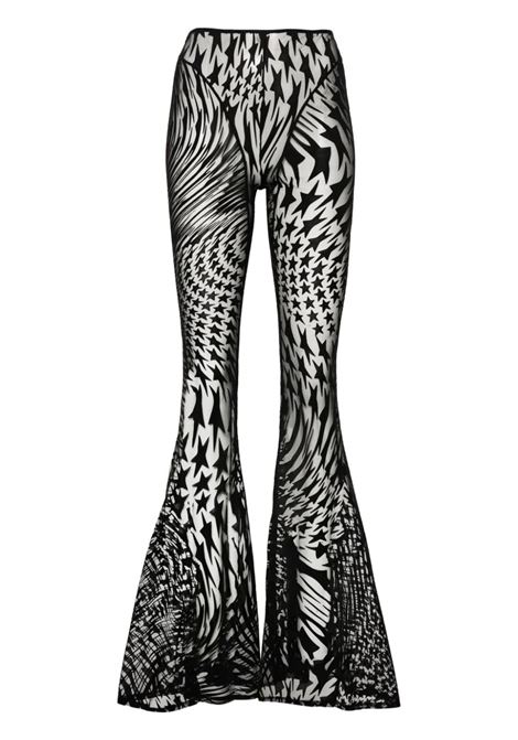Black semi-sheer flared trousers ? women  MUGLER | 24P1PA0406478B1919