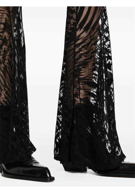 Pantaloni semitrasparenti a zampa d'elefante in nero - donna MUGLER | 24P1PA0406478B1919