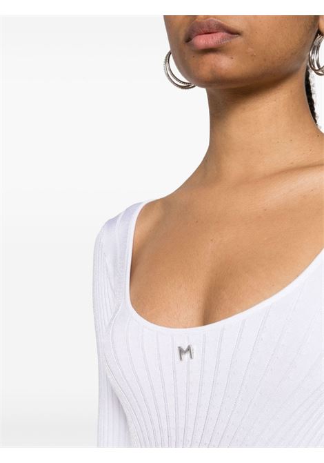 Body  in maglia a coste con placca logo in bianco - donna MUGLER | 24P2BO023611111016