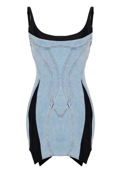 Light Blue/Black panelled mini dress ? women  MUGLER | 24P6RO1490246B0599