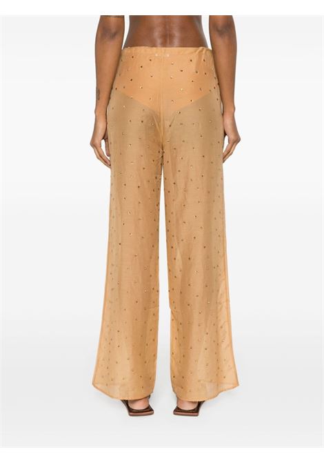 Orange crystal-embellished wide-leg trousers - women OSÉREE | GPF224SNDSTN