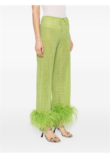 Lime Lumiere feather-trim trousers - women OSÉREE | LPF235LM