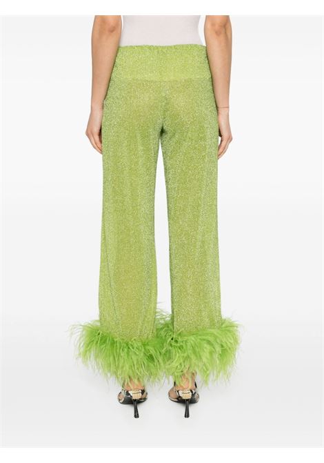 Lime Lumiere feather-trim trousers - women OSÉREE | LPF235LM