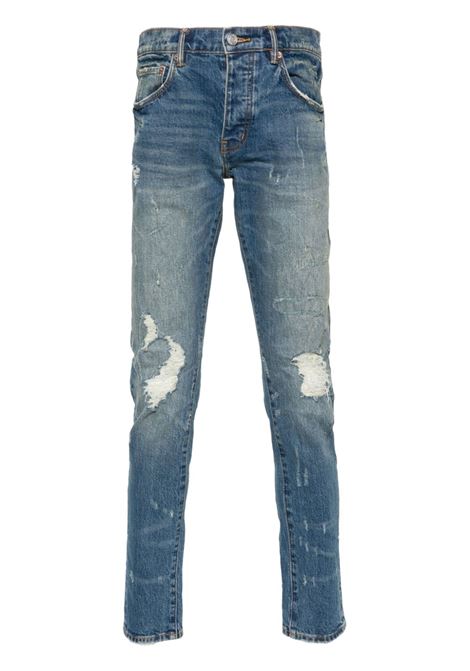 Jeans P001 slim con effetto vissuto in blu - uomo PURPLE | P001THMI224