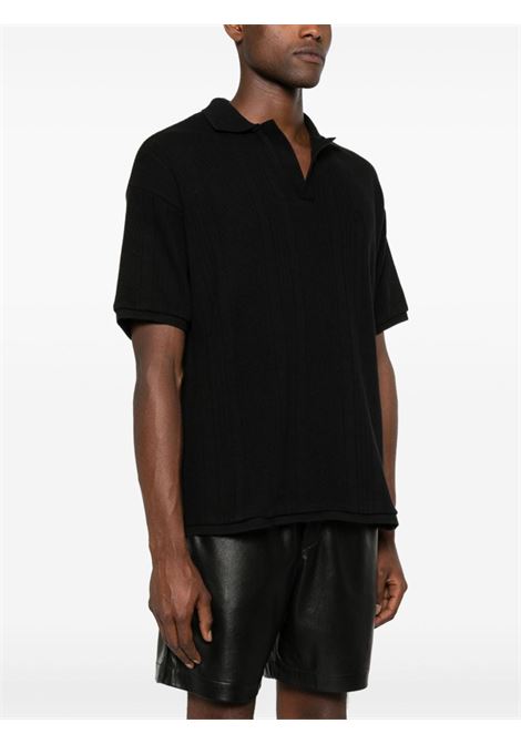 Black pointelle-knit polo shirt Represent - men REPRESENT | MLM43001