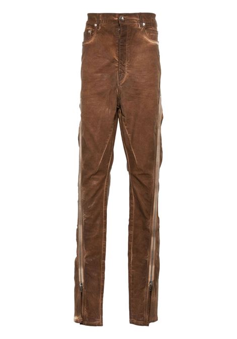 Jeans con zip in marrone di rick owens drkshdw - uomo RICK OWENS DRKSHDW | DU01D1363SCF54