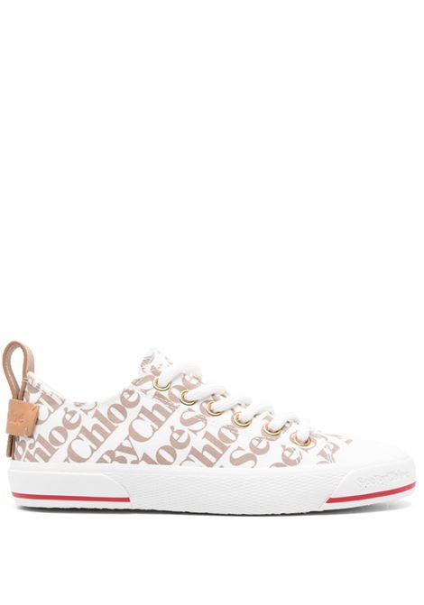 White and beige aryana logo-detail sneakers - women SEE BY CHLOÉ | SB38241A139