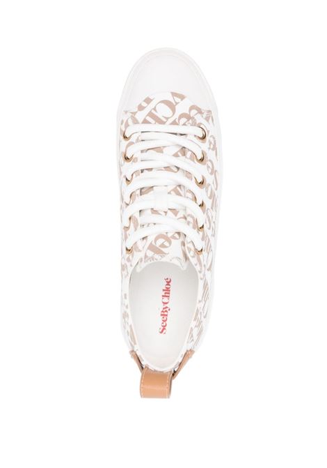 White and beige aryana logo-detail sneakers - women SEE BY CHLOÉ | SB38241A139