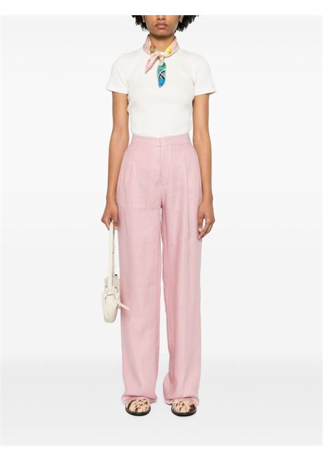 Pink pressed-crease straight-leg trousers - women TAGLIATORE | PAMIRA340021EY968