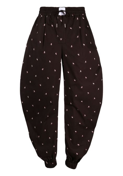 Brown logo-print tapered trousers - women  THE ATTICO | 241WCP168C079592