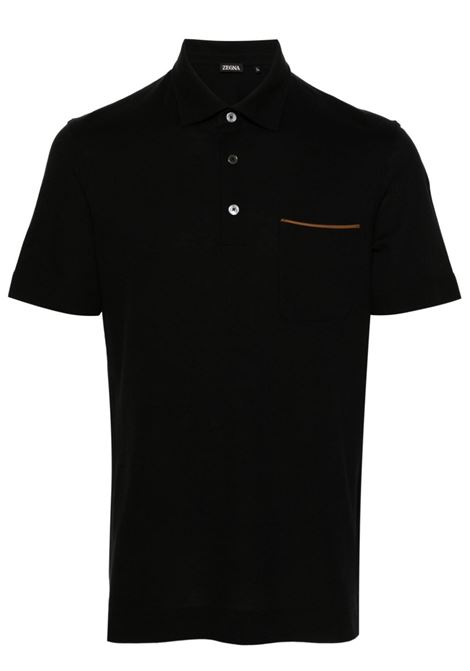 Polo in piqué in nero - uomo ZEGNA | UD392A7D752K09