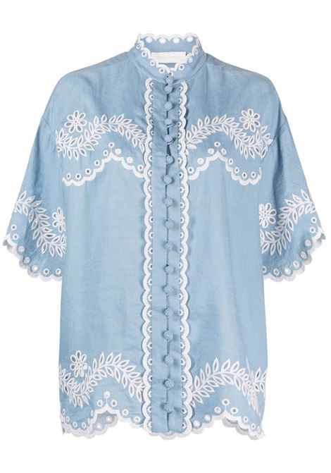 Camicia ricamata junie in azzurro - donna ZIMMERMANN | 8432TRS243BLU