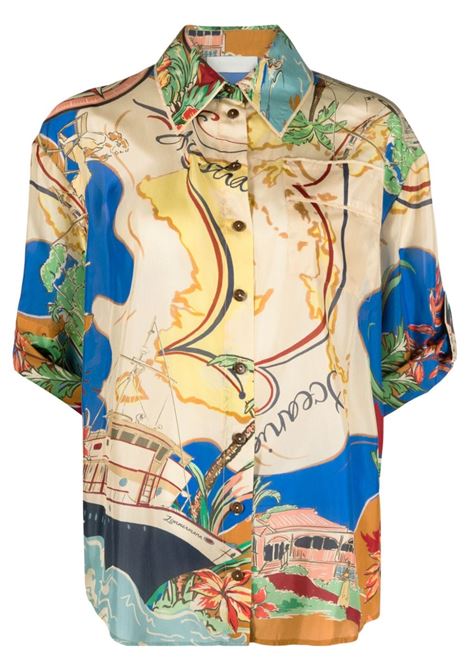 Multicolor alight nautical map-print shirt - women ZIMMERMANN | 8477TRS241NAUMP