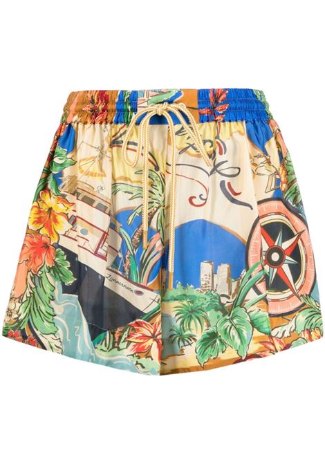 Shorts alight con stampa mappa nautica in multicolore - donna