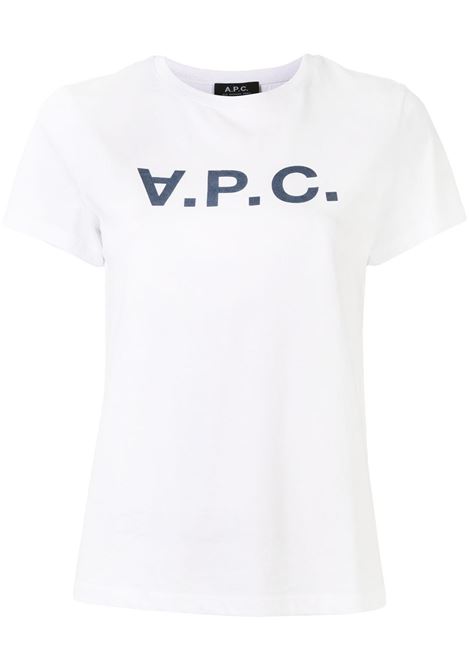 T-shirt con stampa logo in bianco - donna A.P.C. | COBQXF26588IAK
