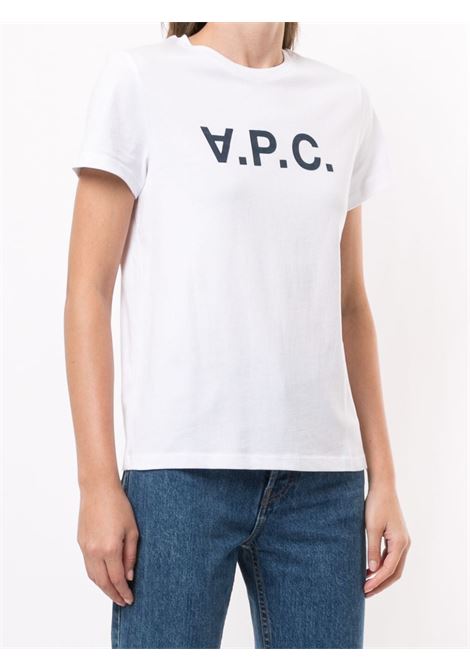 T-shirt con stampa logo in bianco - donna A.P.C. | COBQXF26588IAK