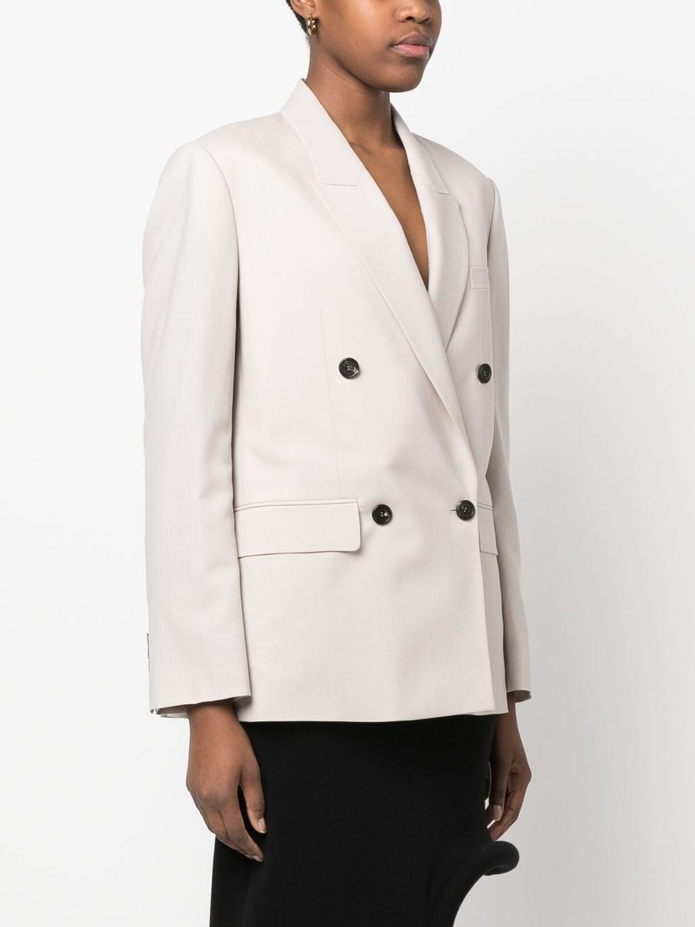Beige double-breasted blazer - women - LOW CLASSIC 