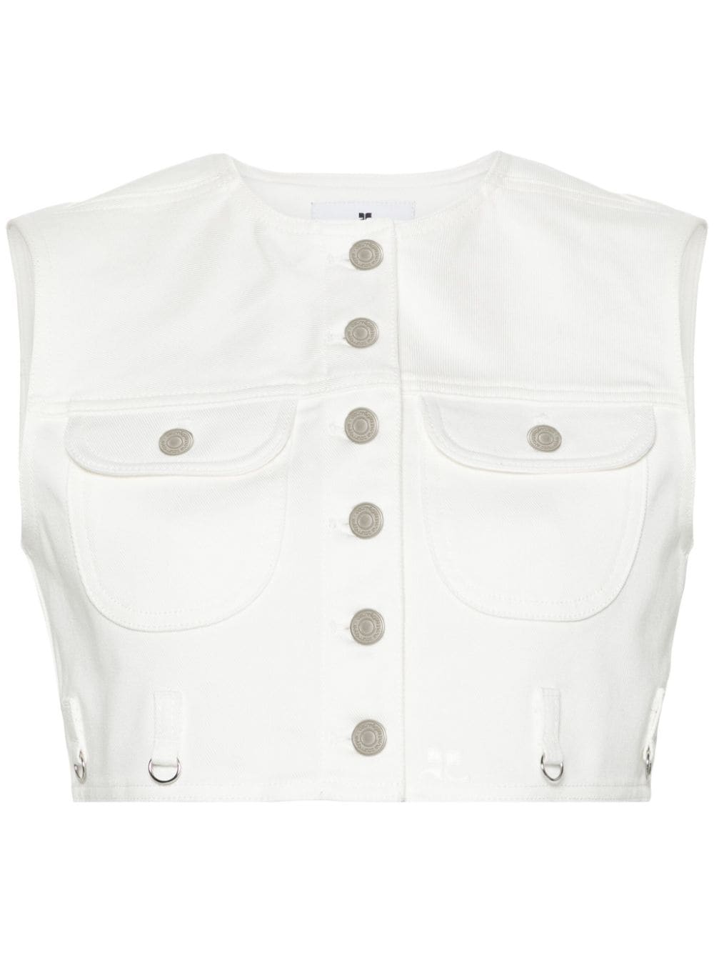 White sleeveless jean vest clearance