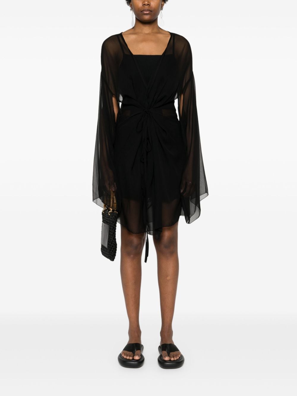 Black lace-detail kimono Maurizio - women - MAURIZIO