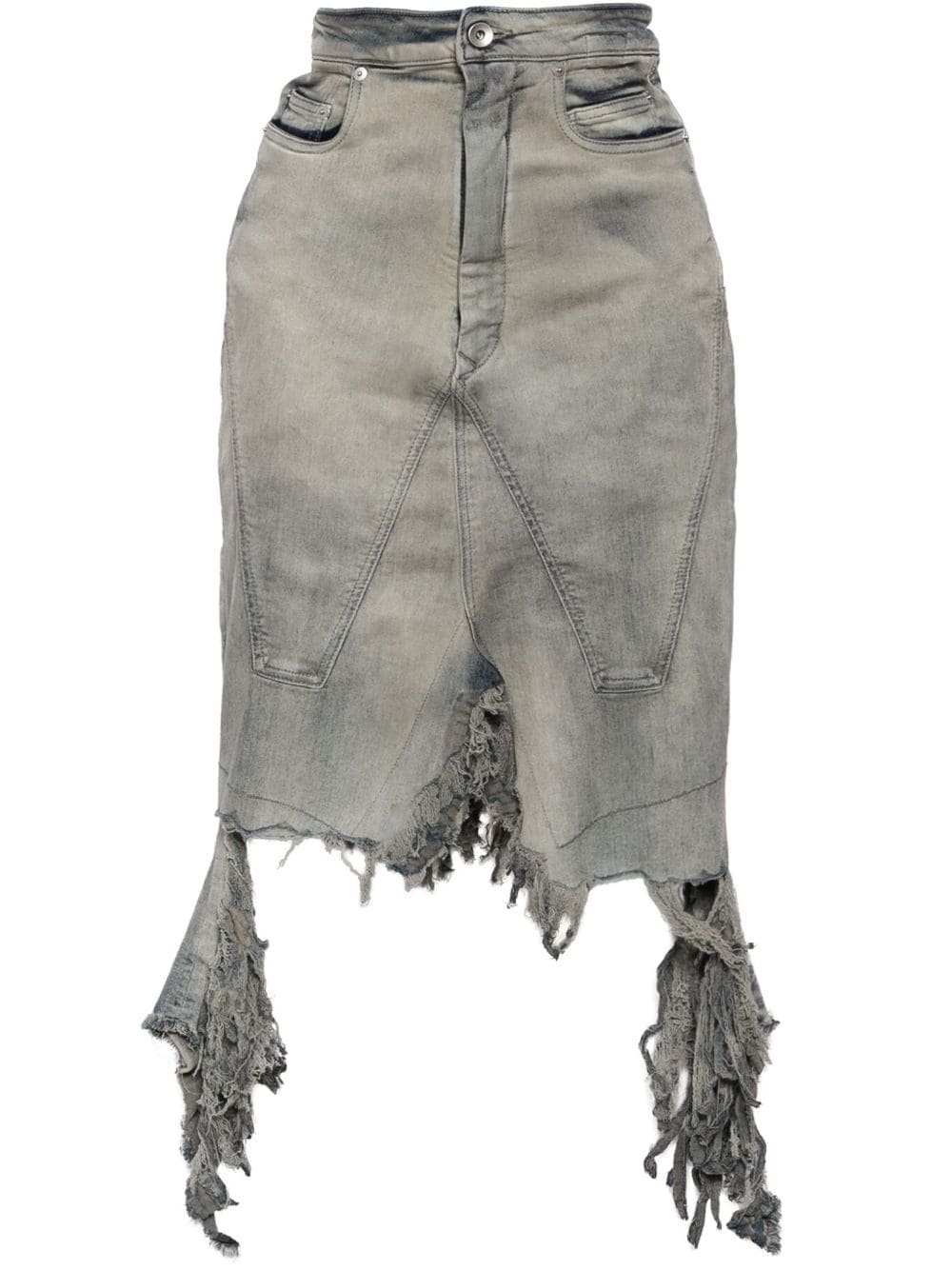 Blue distressed denim skirt - women - RICK OWENS DRKSHDW 