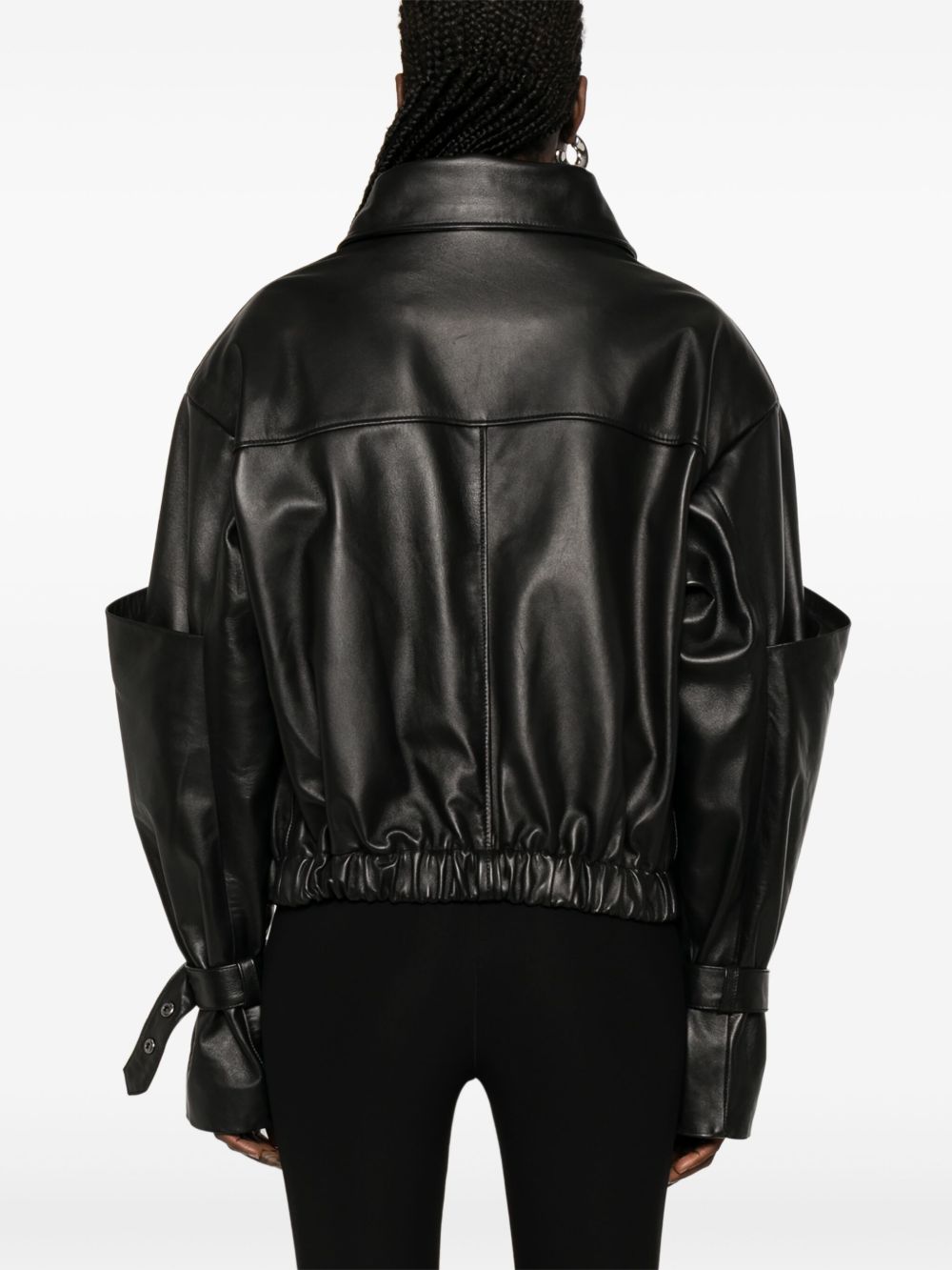 Black leather bomber jacket Batakovic - women - BATAKOVIC Black leather bomber jacket Batakovic - women - BATAKOVIC