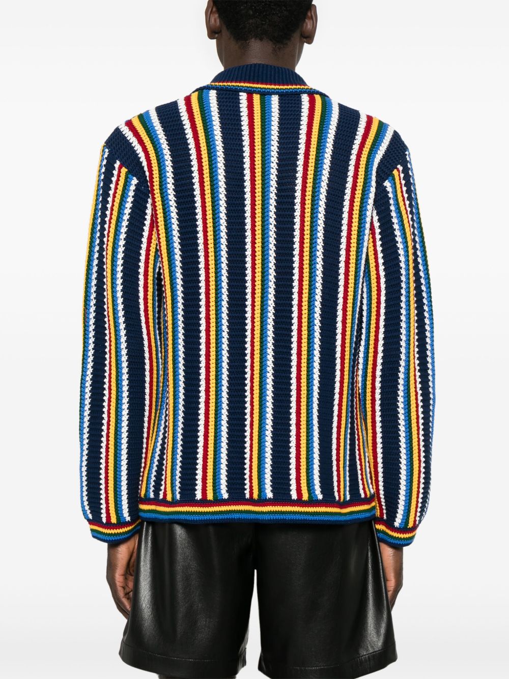 Multicoored crochet-knit shirt jacket Casablanca - men Multicoored crochet-knit shirt jacket Casablanca - men