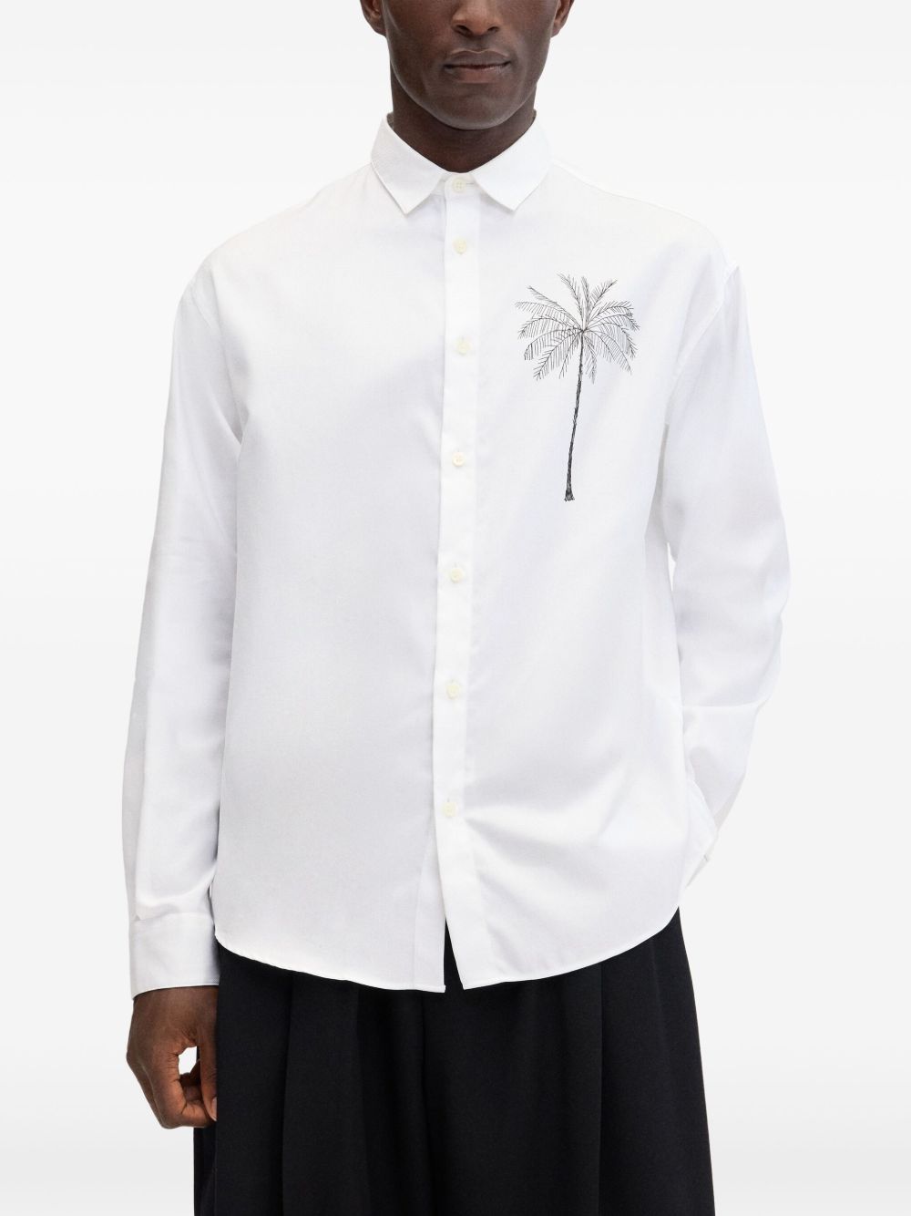 La Chemise Simon Shirt in Palm Tree White/Black
