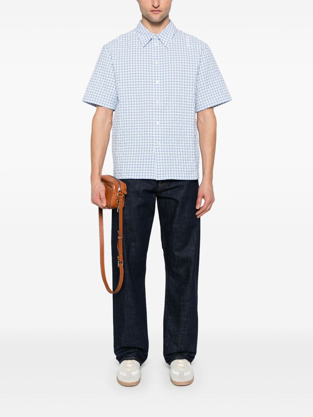 Light blue gingham-pattern shirt Marni - men - MARNI