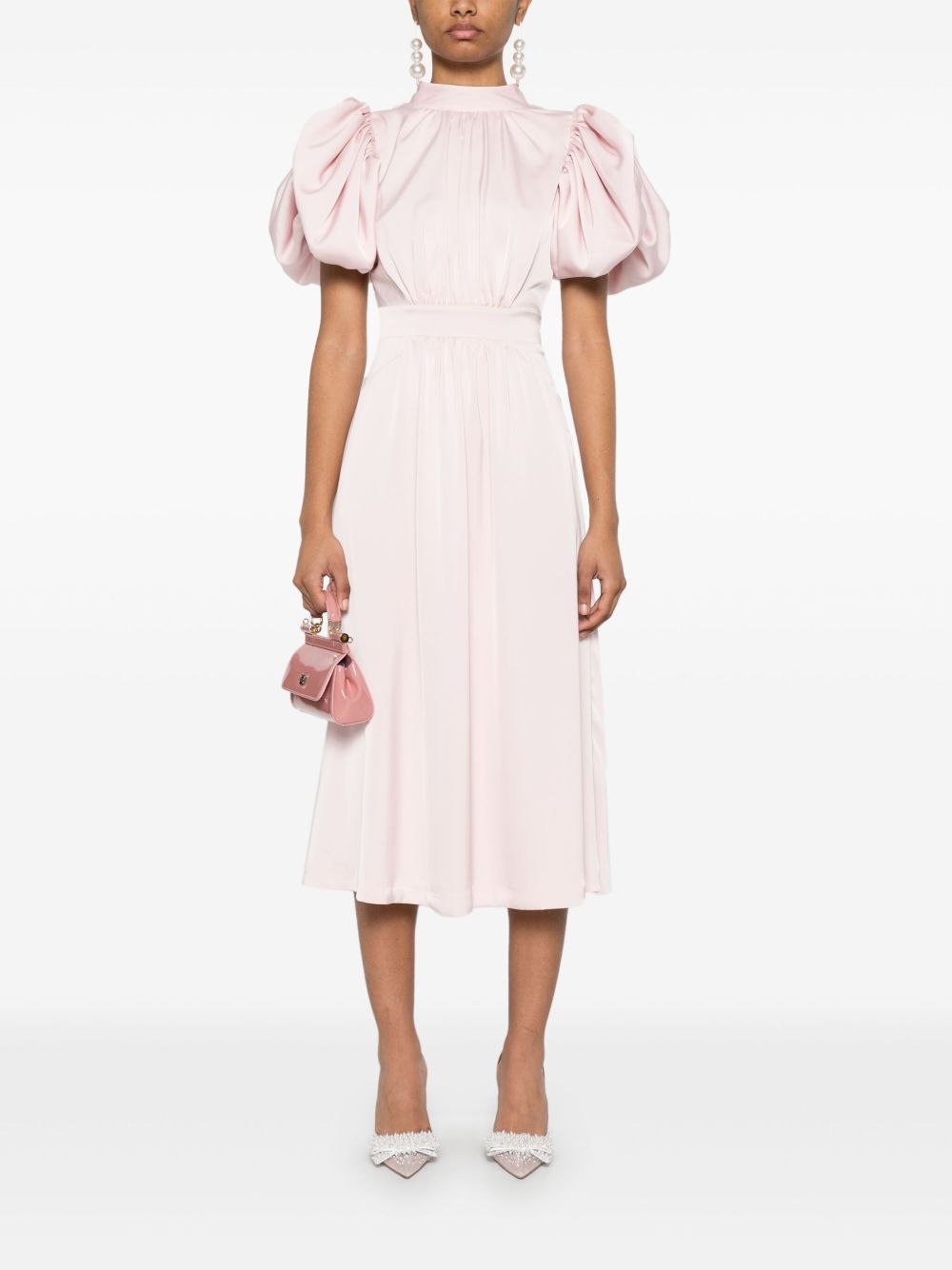 Satin Puff Midi Dress White - ROTATE Birger Christensen