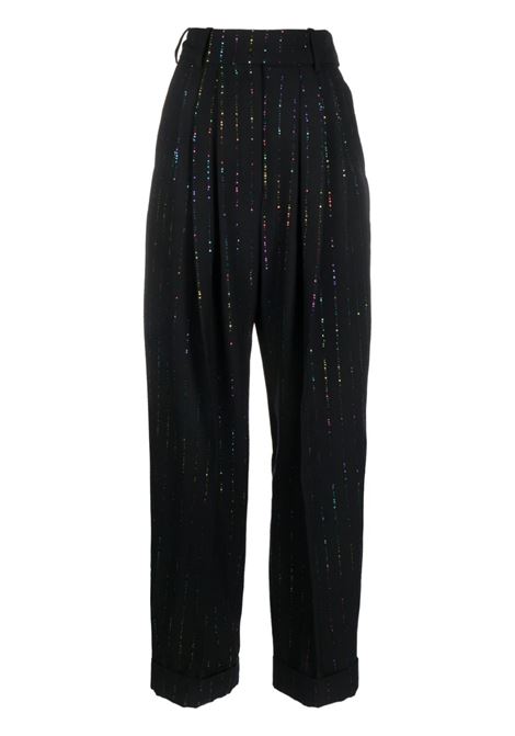Black high-waist paillette-embellished trousers - women ALEXANDRE VAUTHIER | Trousers | 233PA1650BLKMLT
