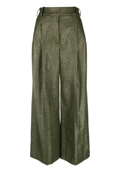 Pantaloni a palazzo in pied-de-poule in verde - donna ALEXANDRE VAUTHIER | Pantaloni | 233PA1951OLVGRN