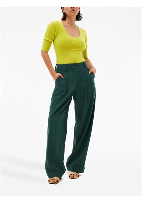 Panataloni a vita alta in verde - donna GANNI | F7888519