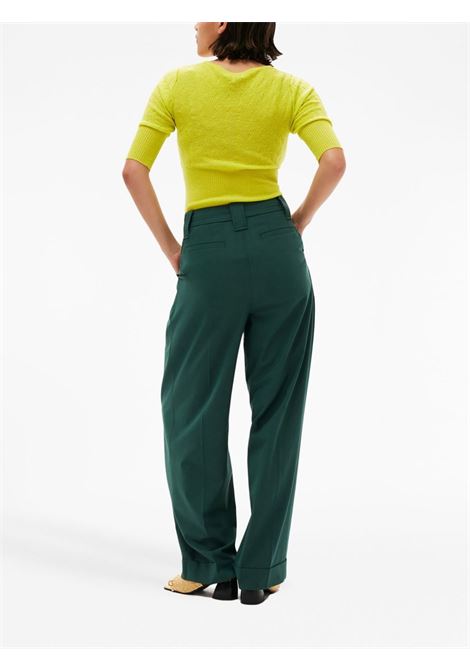 Panataloni a vita alta in verde - donna GANNI | F7888519