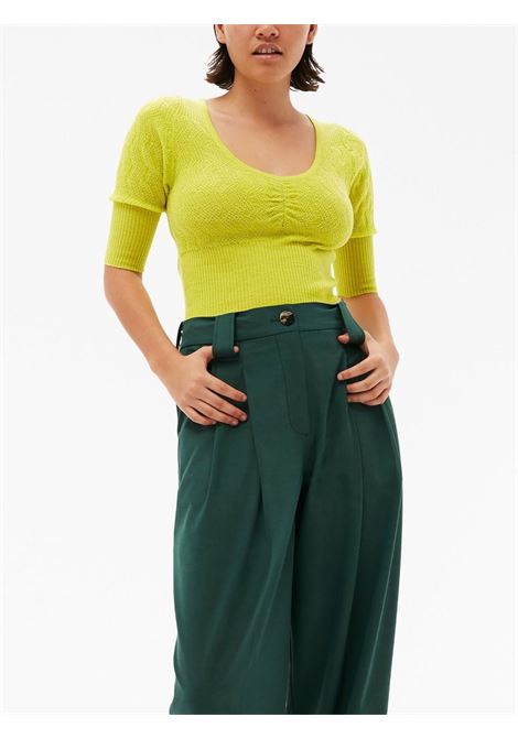 Panataloni a vita alta in verde - donna GANNI | F7888519