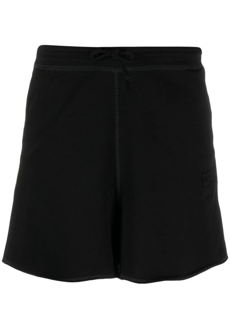 Black logo-patch shorts - women